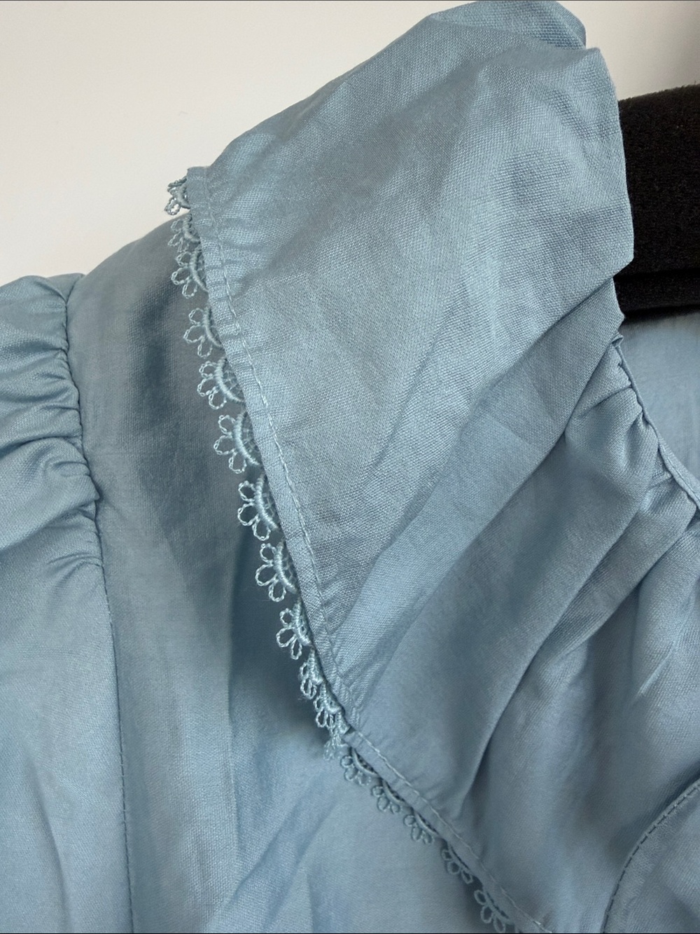 H&M Light Blue Ruffle Collar Tie-Front Blouse, nwt - Picture 14 of 17